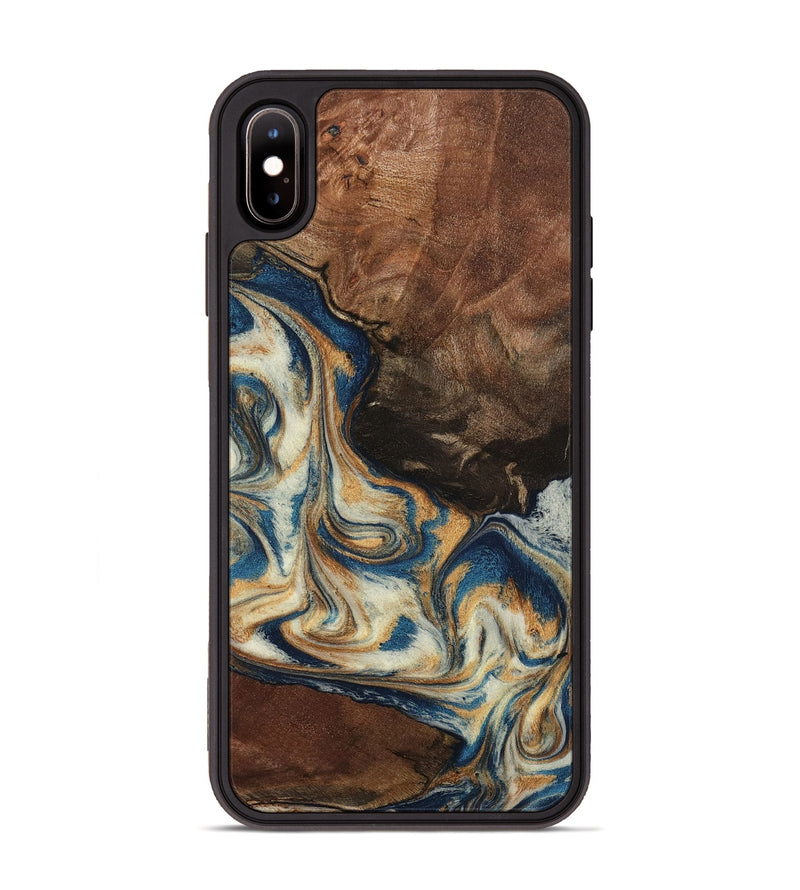 iPhone Xs Max Wood Phone Case - Adison (Teal & Gold, 798677)