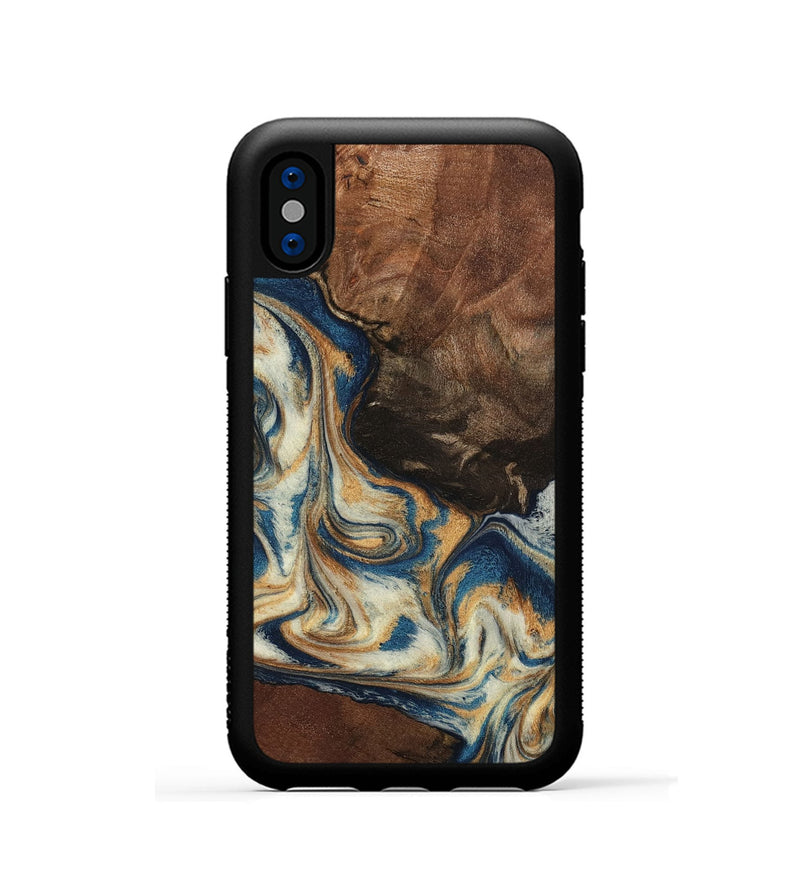 iPhone Xs Wood Phone Case - Adison (Teal & Gold, 798677)
