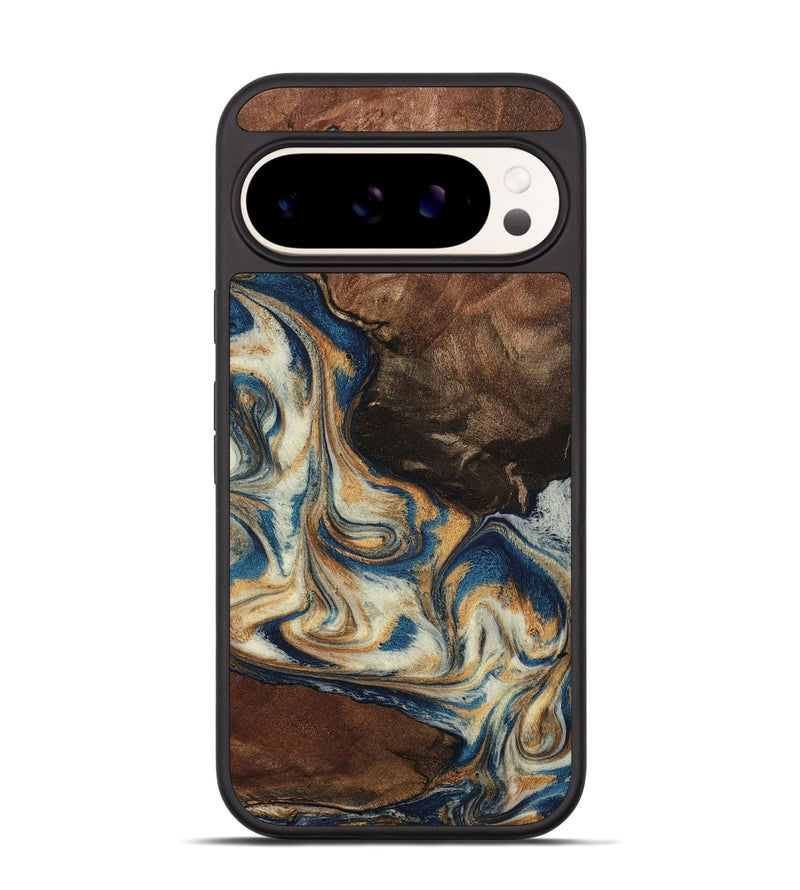 Pixel 9 Wood Phone Case - Adison (Teal & Gold, 798677)