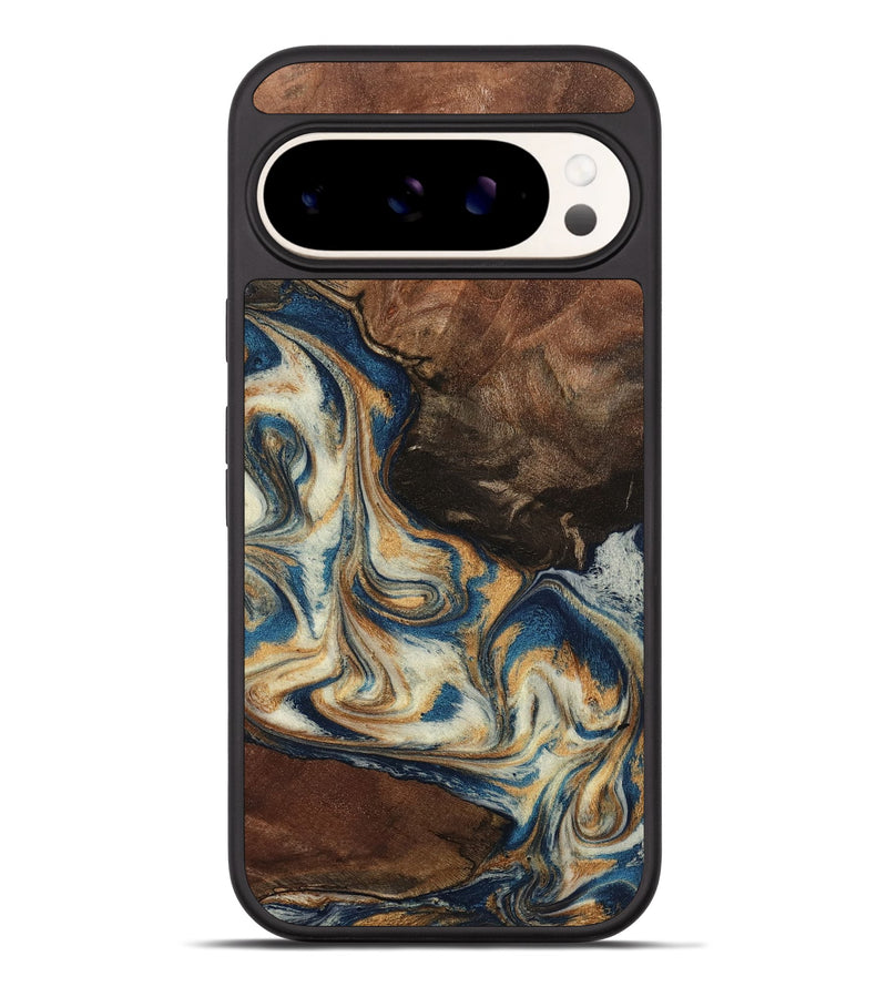 Pixel 9 Pro XL Wood Phone Case - Adison (Teal & Gold, 798677)