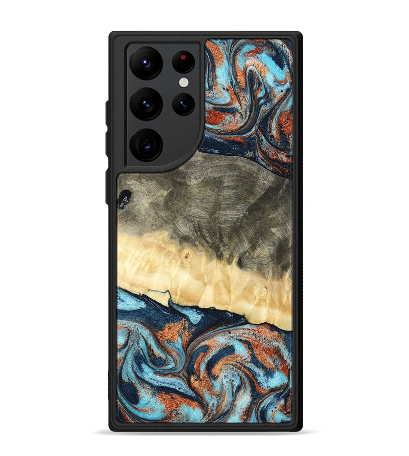 Galaxy S22 Ultra Wood Phone Case - Juliet (Teal & Gold, 798678)