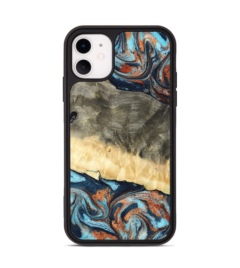 iPhone 11 Wood Phone Case - Juliet (Teal & Gold, 798678)
