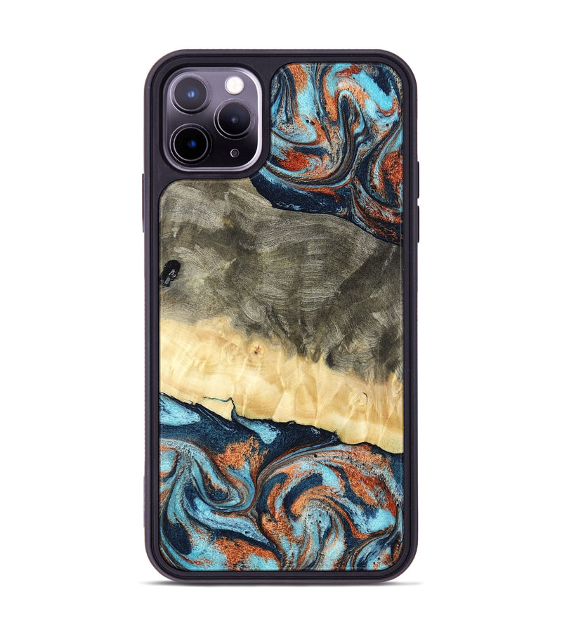 iPhone 11 Pro Max Wood Phone Case - Juliet (Teal & Gold, 798678)