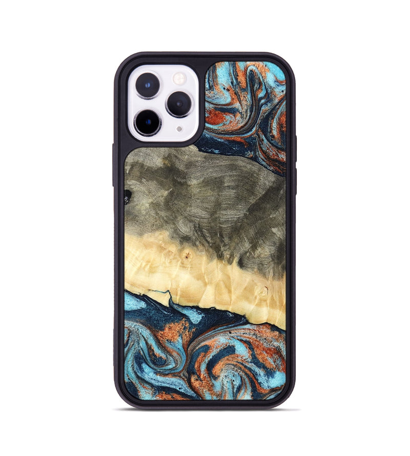iPhone 11 Pro Wood Phone Case - Juliet (Teal & Gold, 798678)