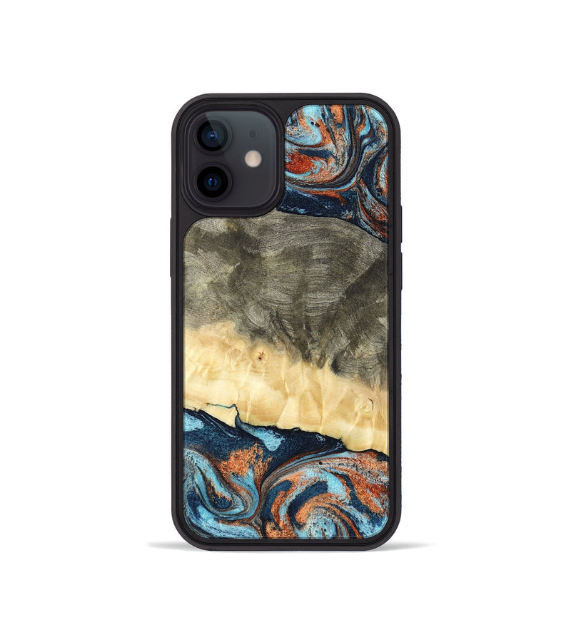 iPhone 12 mini Wood Phone Case - Juliet (Teal & Gold, 798678)