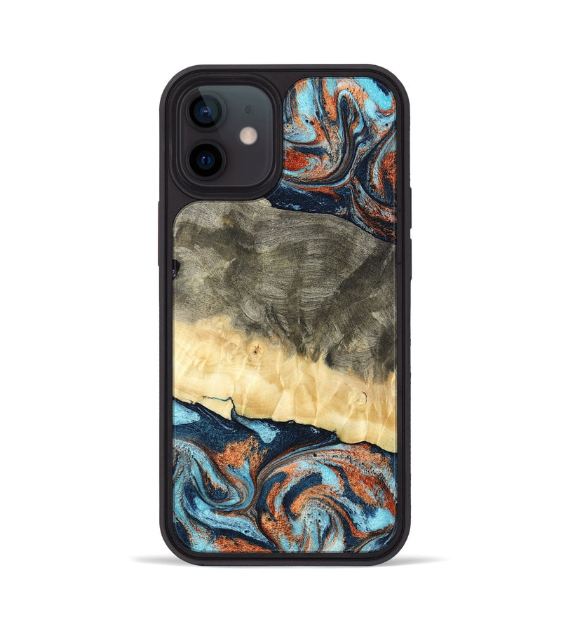 iPhone 12 Wood Phone Case - Juliet (Teal & Gold, 798678)