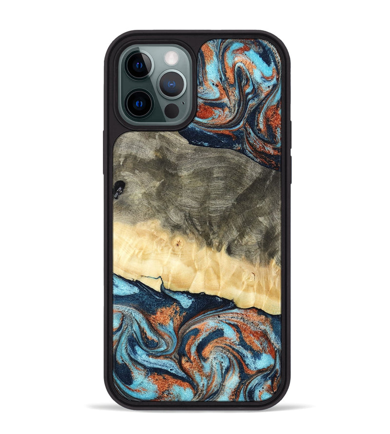 iPhone 12 Pro Max Wood Phone Case - Juliet (Teal & Gold, 798678)