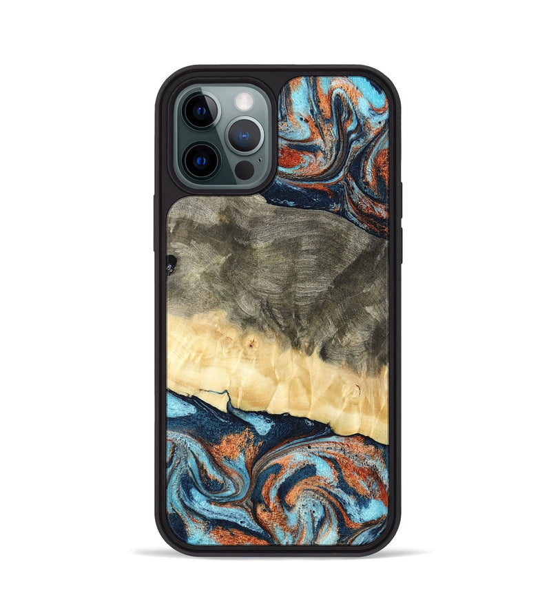 iPhone 12 Pro Wood Phone Case - Juliet (Teal & Gold, 798678)