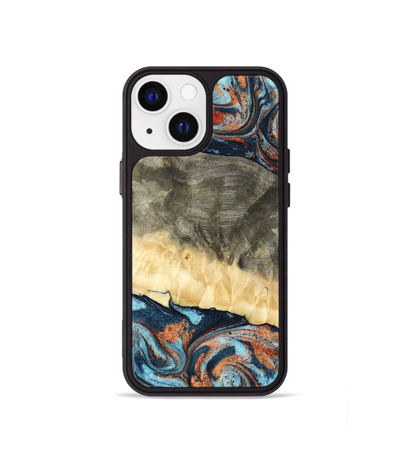 iPhone 13 mini Wood Phone Case - Juliet (Teal & Gold, 798678)