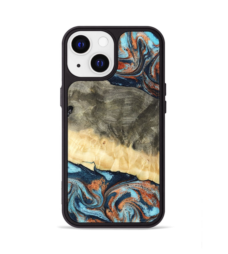 iPhone 13 Wood Phone Case - Juliet (Teal & Gold, 798678)