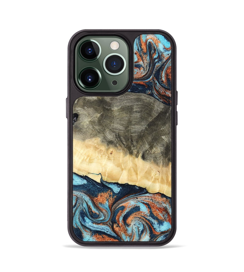 iPhone 13 Pro Wood Phone Case - Juliet (Teal & Gold, 798678)