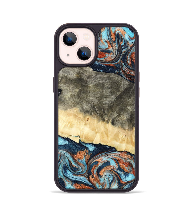 iPhone 14 Wood Phone Case - Juliet (Teal & Gold, 798678)