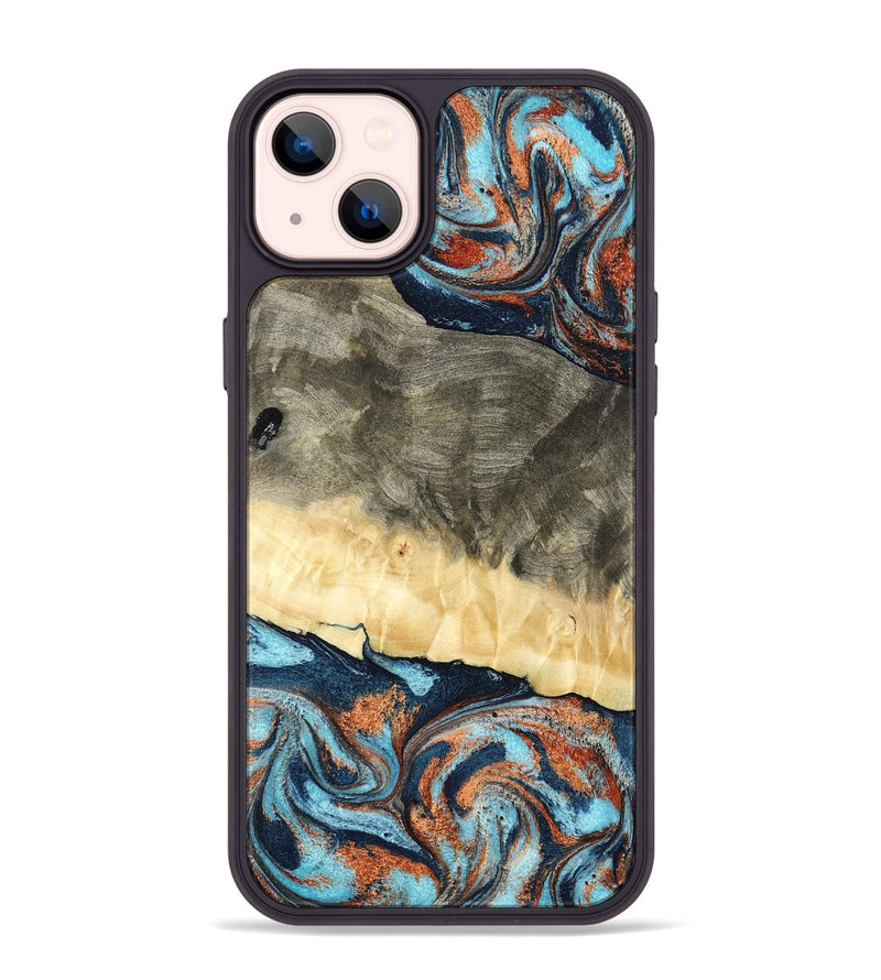 iPhone 14 Plus Wood Phone Case - Juliet (Teal & Gold, 798678)