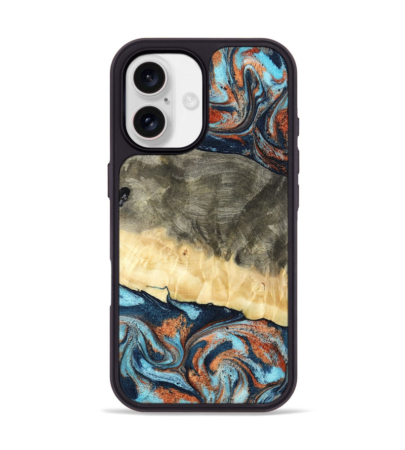 iPhone 17 Wood Phone Case - Juliet (Teal & Gold, 798678)