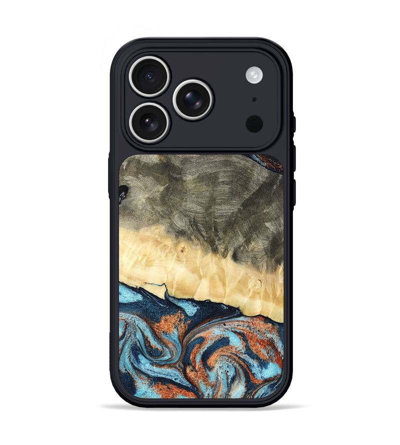 iPhone 17 Pro Wood Phone Case - Juliet (Teal & Gold, 798678)