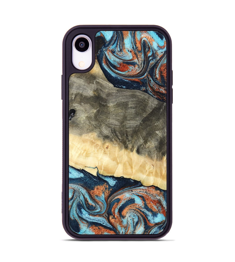 iPhone Xr Wood Phone Case - Juliet (Teal & Gold, 798678)