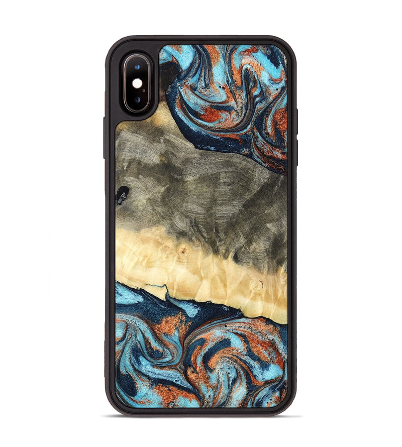 iPhone Xs Max Wood Phone Case - Juliet (Teal & Gold, 798678)