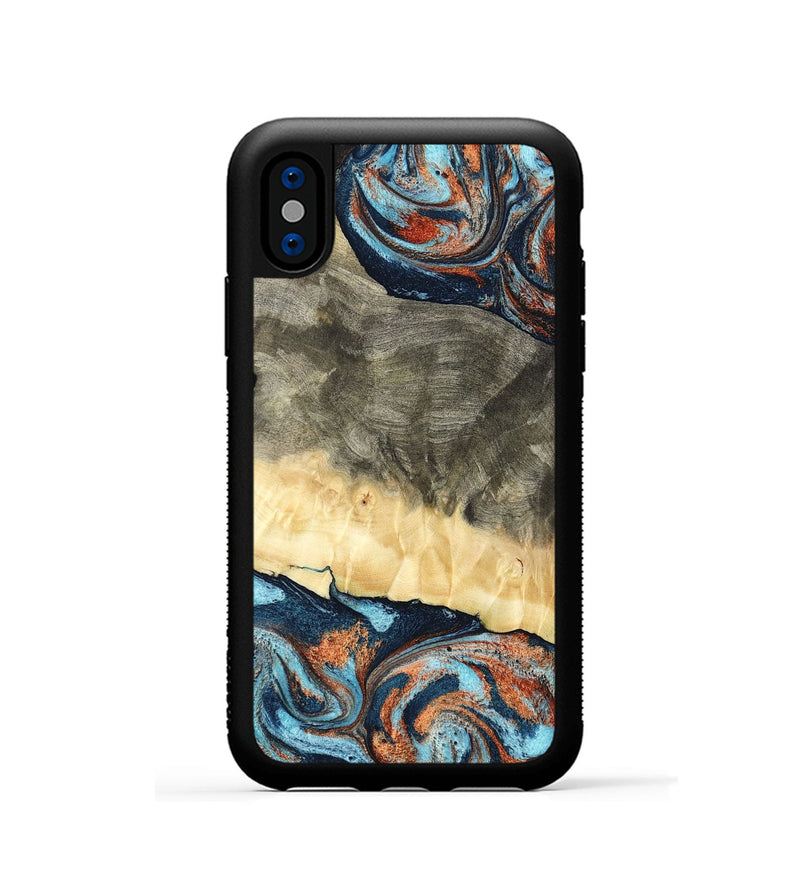 iPhone Xs Wood Phone Case - Juliet (Teal & Gold, 798678)