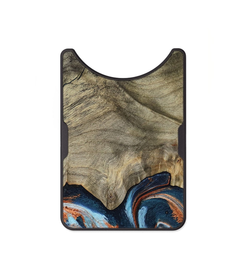 Alloy Wood Wallet - Brown (Teal & Gold, 798679)