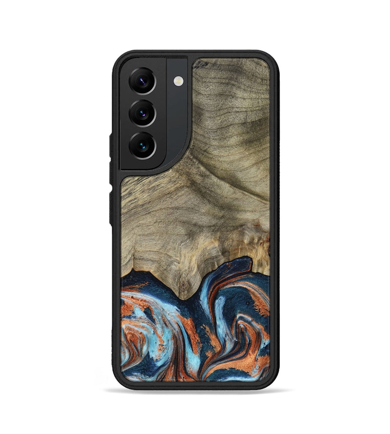 Galaxy S22 Wood Phone Case - Brown (Teal & Gold, 798679)