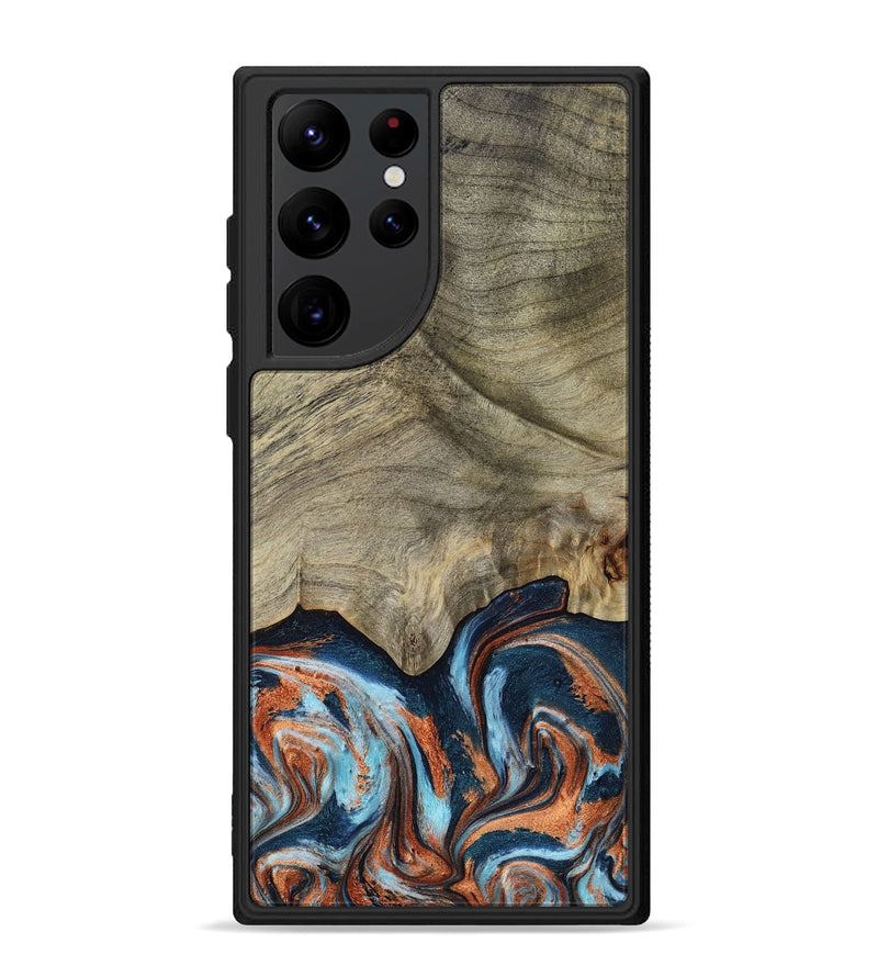 Galaxy S22 Ultra Wood Phone Case - Brown (Teal & Gold, 798679)