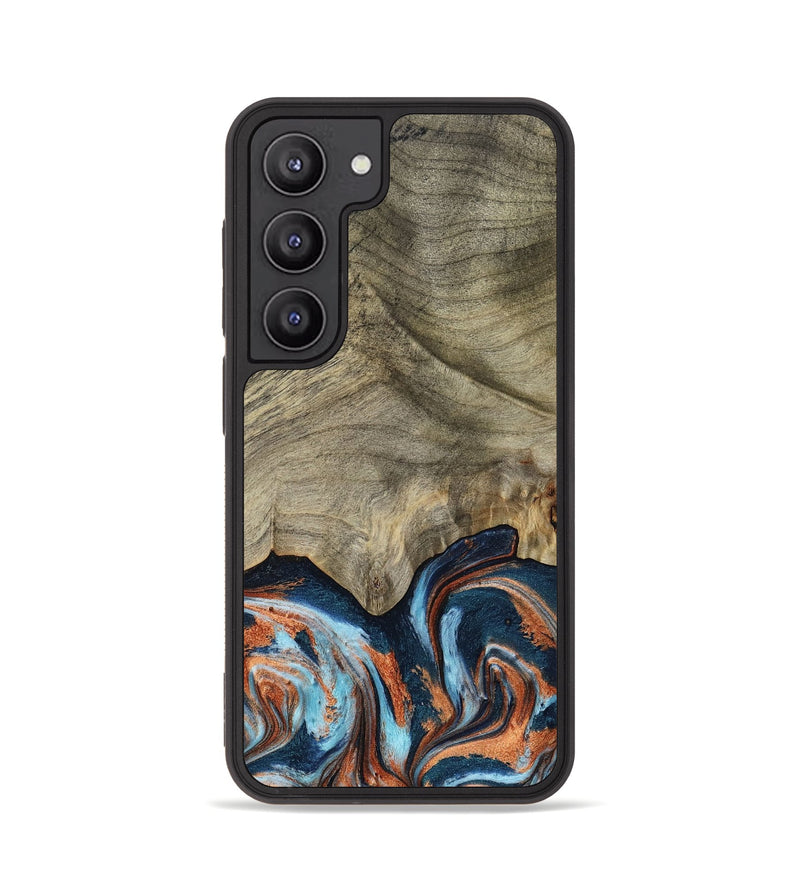 Galaxy S23 Wood Phone Case - Brown (Teal & Gold, 798679)