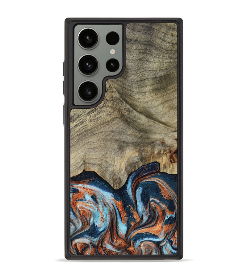 Galaxy S23 Ultra Wood Phone Case - Brown (Teal & Gold, 798679)