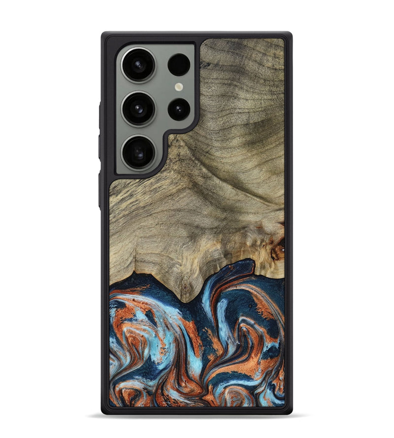Galaxy S24 Ultra Wood Phone Case - Brown (Teal & Gold, 798679)