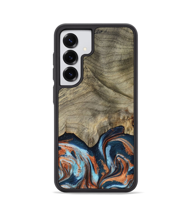 Galaxy S25 Wood Phone Case - Brown (Teal & Gold, 798679)