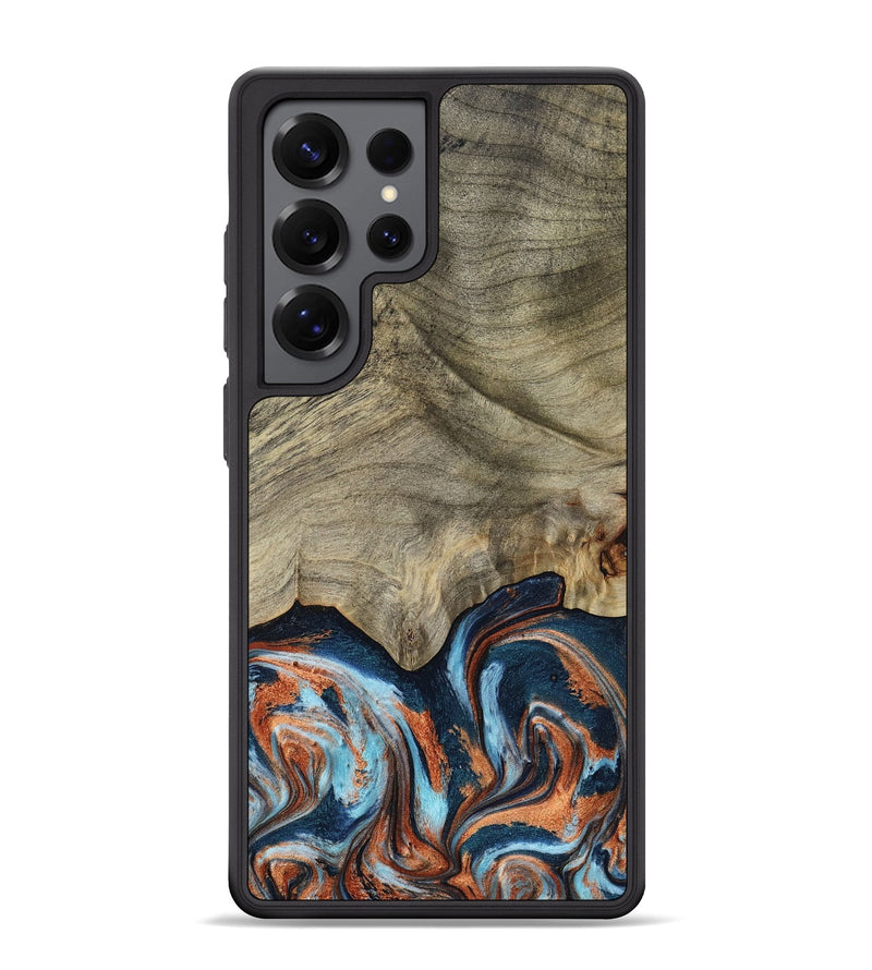 Galaxy S25 Ultra Wood Phone Case - Brown (Teal & Gold, 798679)