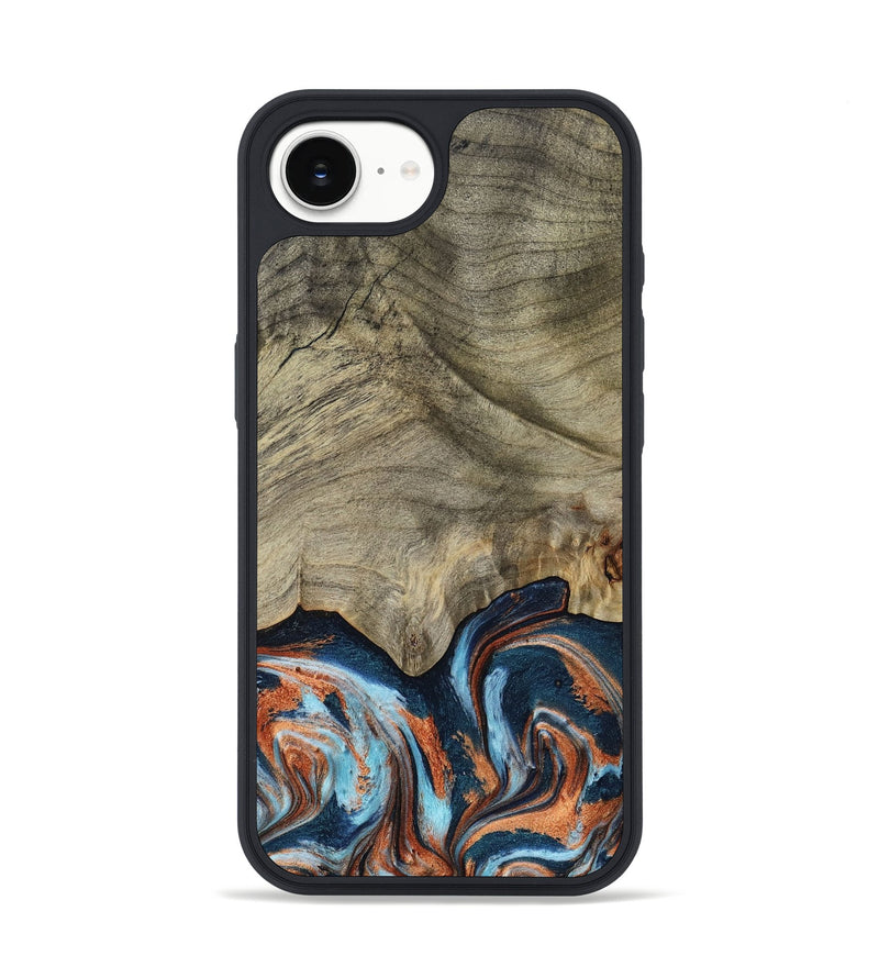 iPhone 16e Wood Phone Case - Brown (Teal & Gold, 798679)