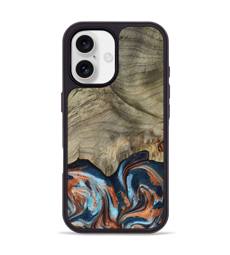 iPhone 17 Wood Phone Case - Brown (Teal & Gold, 798679)
