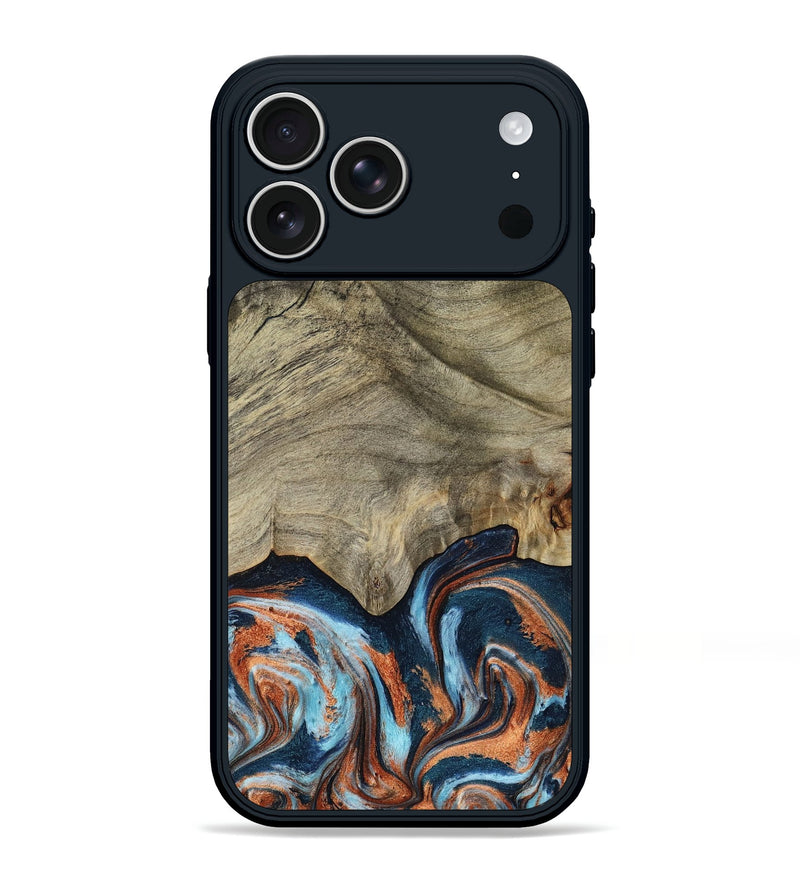 iPhone 17 Pro Max Wood Phone Case - Brown (Teal & Gold, 798679)