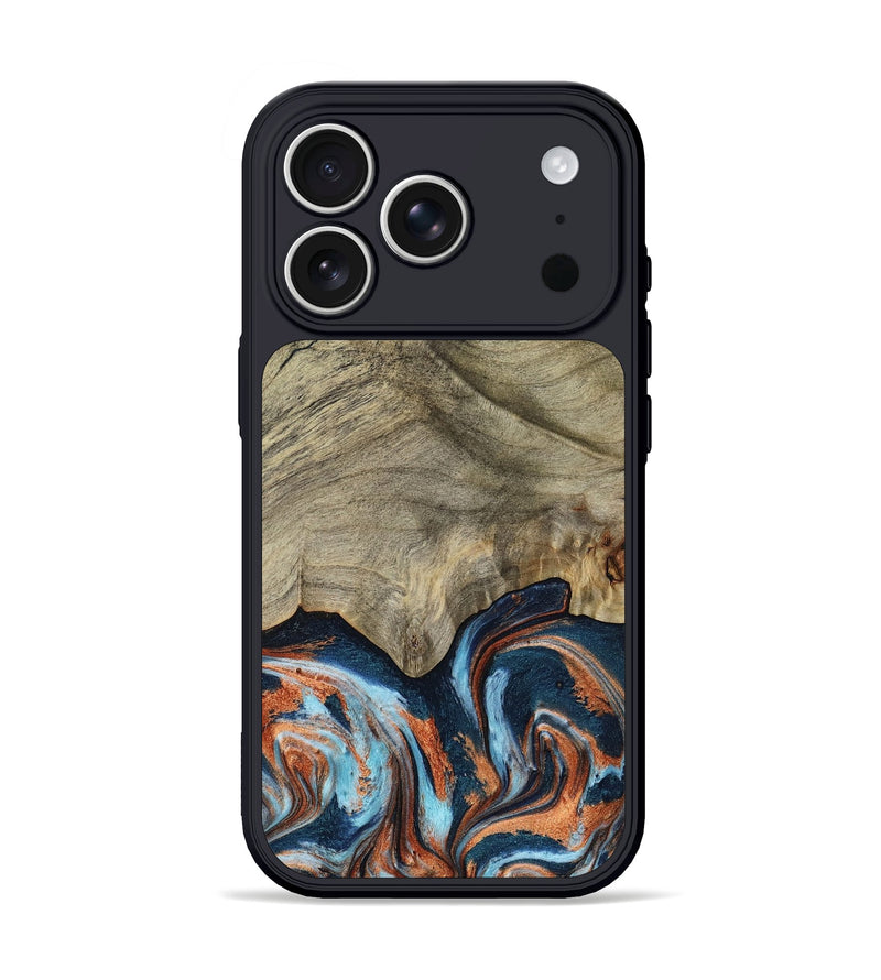 iPhone 17 Pro Wood Phone Case - Brown (Teal & Gold, 798679)