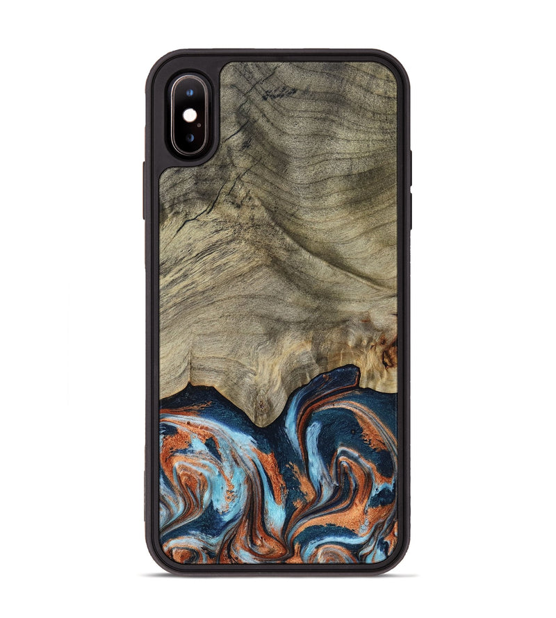 iPhone Xs Max Wood Phone Case - Brown (Teal & Gold, 798679)
