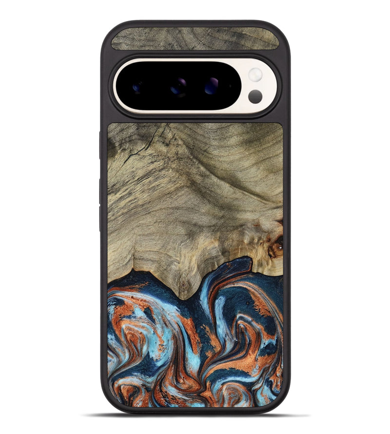 Pixel 9 Pro XL Wood Phone Case - Brown (Teal & Gold, 798679)