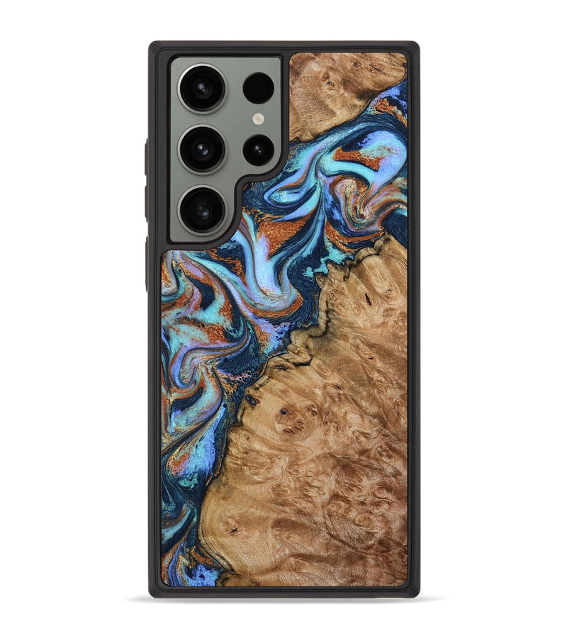 Galaxy S23 Ultra Wood Phone Case - Analia (Teal & Gold, 798680)
