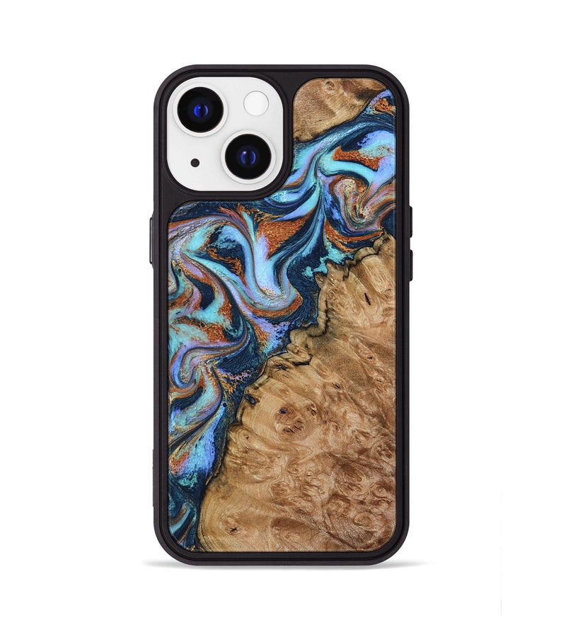 iPhone 13 Wood Phone Case - Analia (Teal & Gold, 798680)