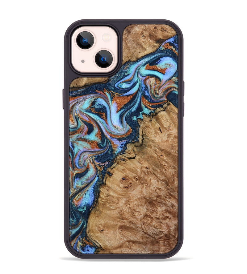 iPhone 14 Plus Wood Phone Case - Analia (Teal & Gold, 798680)