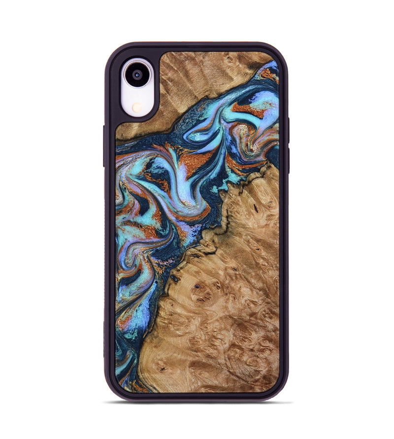 iPhone Xr Wood Phone Case - Analia (Teal & Gold, 798680)