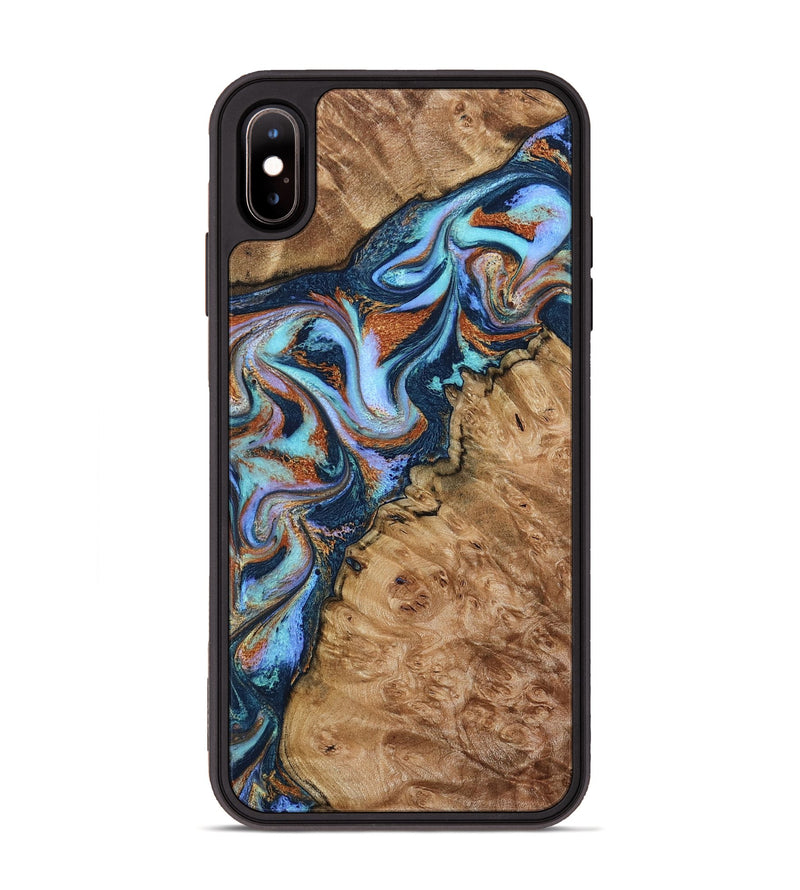 iPhone Xs Max Wood Phone Case - Analia (Teal & Gold, 798680)
