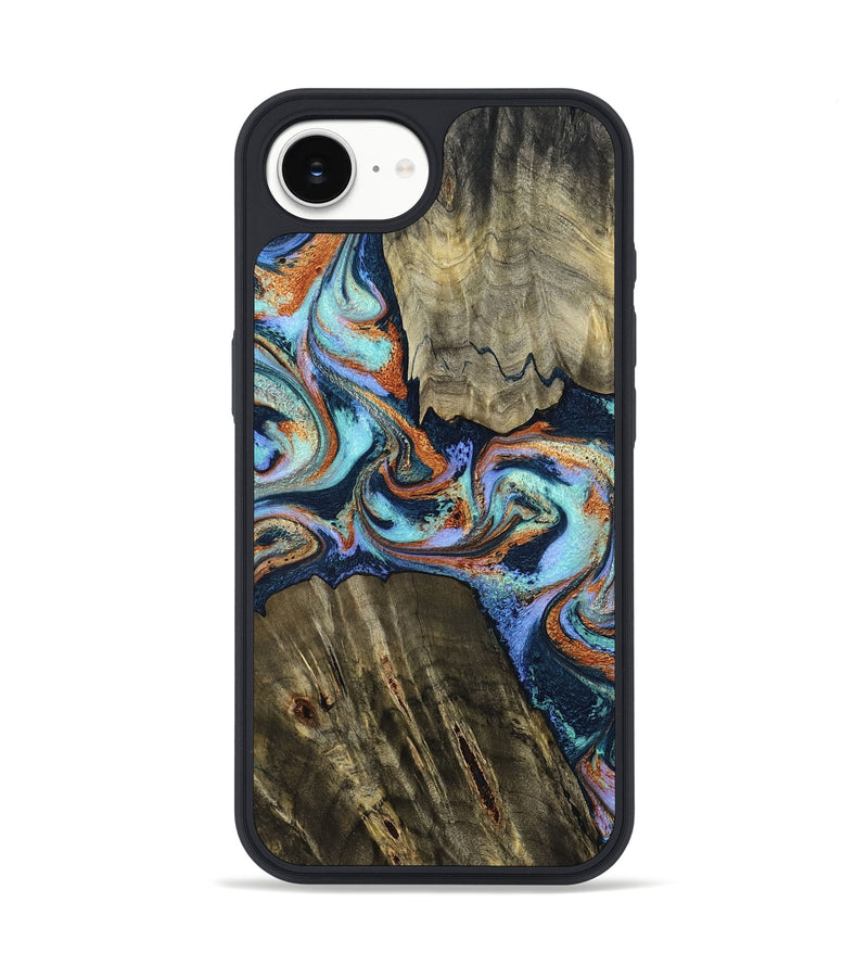 iPhone 16e Wood Phone Case - Johnny (Teal & Gold, 798682)
