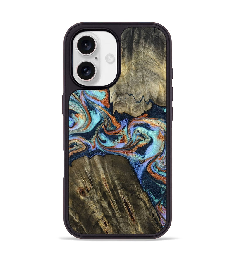 iPhone 17 Wood Phone Case - Johnny (Teal & Gold, 798682)