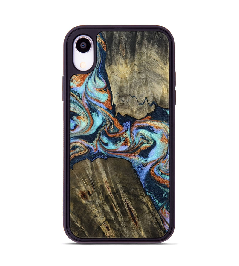 iPhone Xr Wood Phone Case - Johnny (Teal & Gold, 798682)