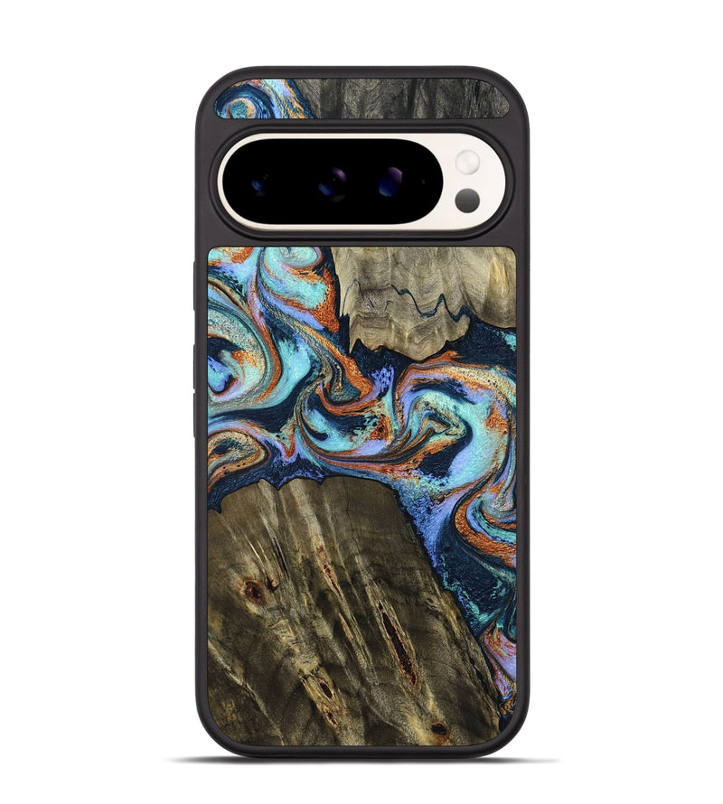 Pixel 9 Pro Wood Phone Case - Johnny (Teal & Gold, 798682)