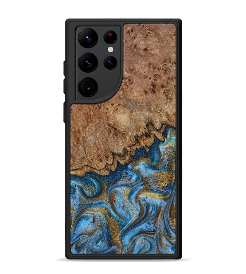 Galaxy S22 Ultra Wood Phone Case - Lisbeth (Teal & Gold, 798684)