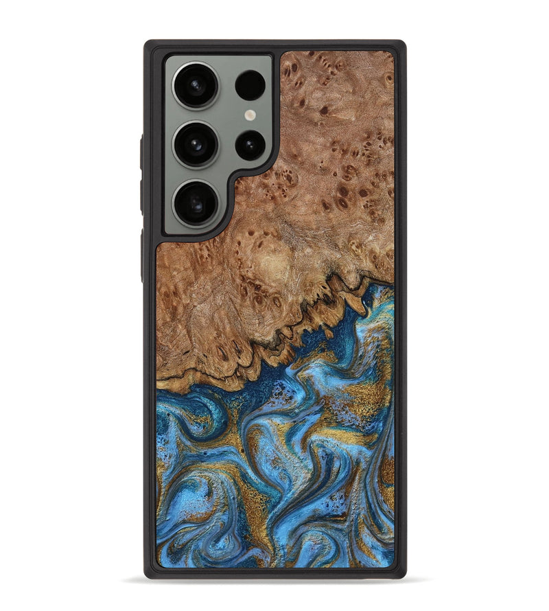 Galaxy S23 Ultra Wood Phone Case - Lisbeth (Teal & Gold, 798684)