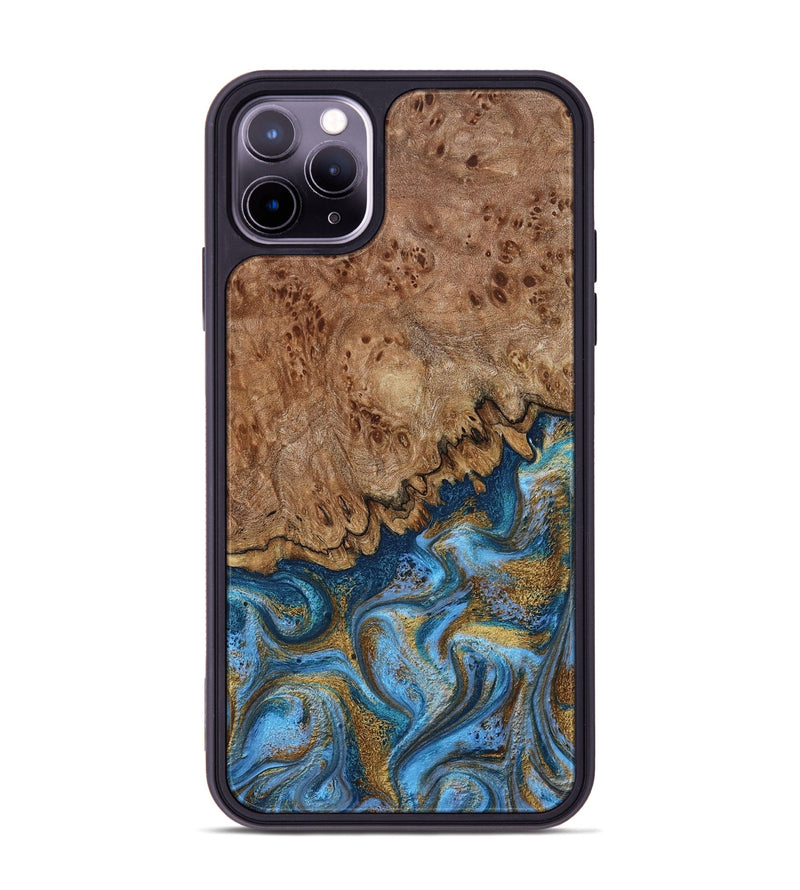 iPhone 11 Pro Max Wood Phone Case - Lisbeth (Teal & Gold, 798684)