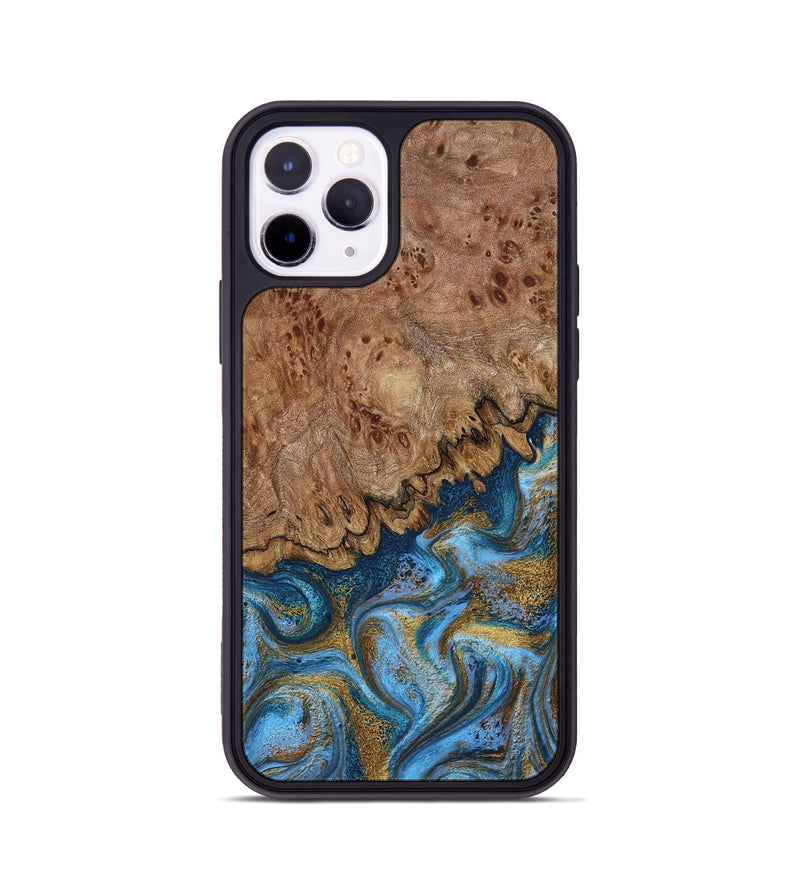 iPhone 11 Pro Wood Phone Case - Lisbeth (Teal & Gold, 798684)