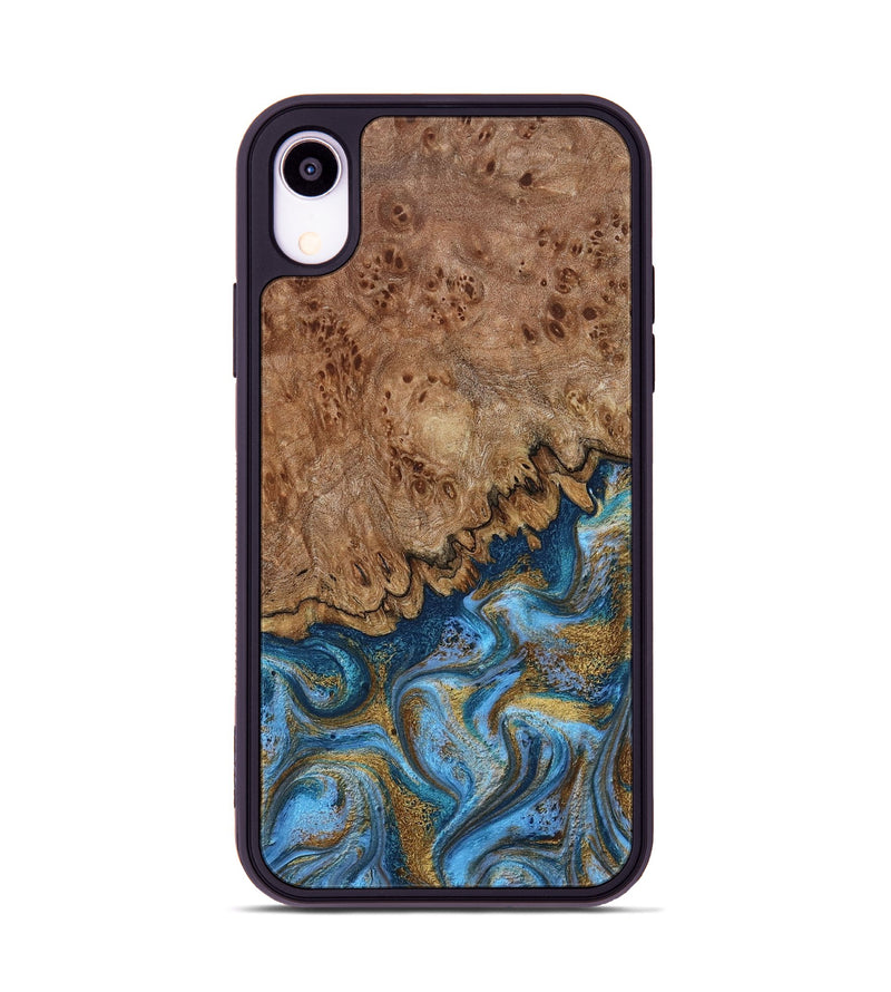 iPhone Xr Wood Phone Case - Lisbeth (Teal & Gold, 798684)